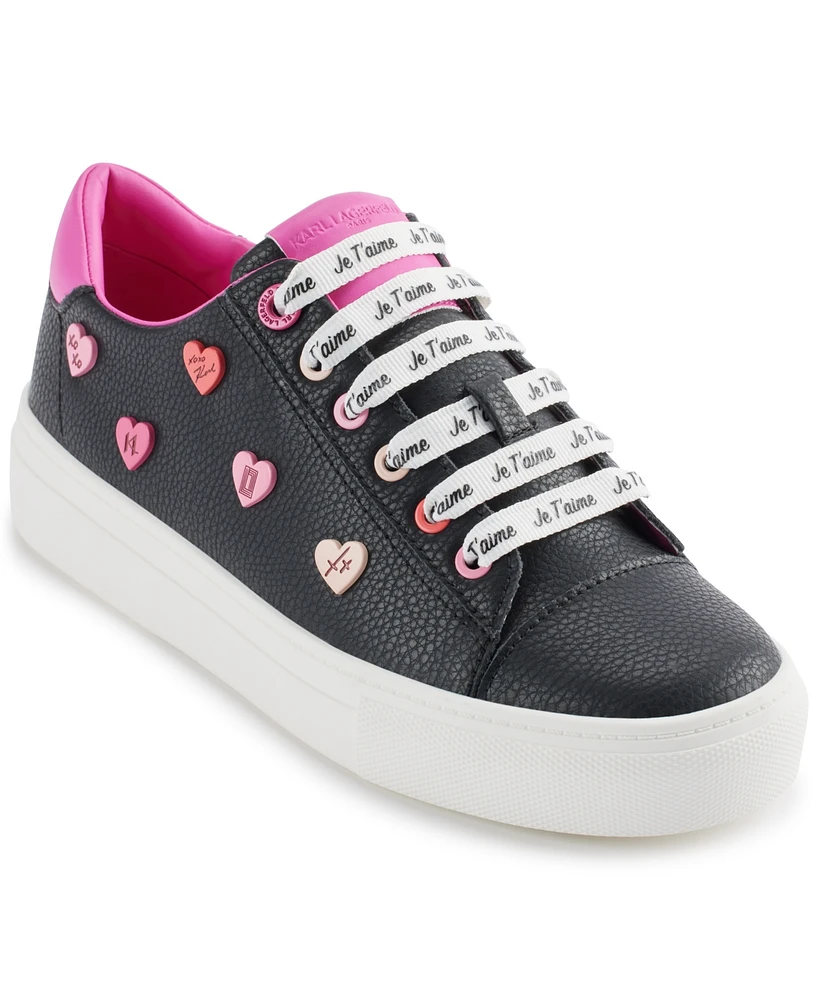 Karl Lagerfeld Paris Women's Cate Heart Pins Lace-Up Sneakers