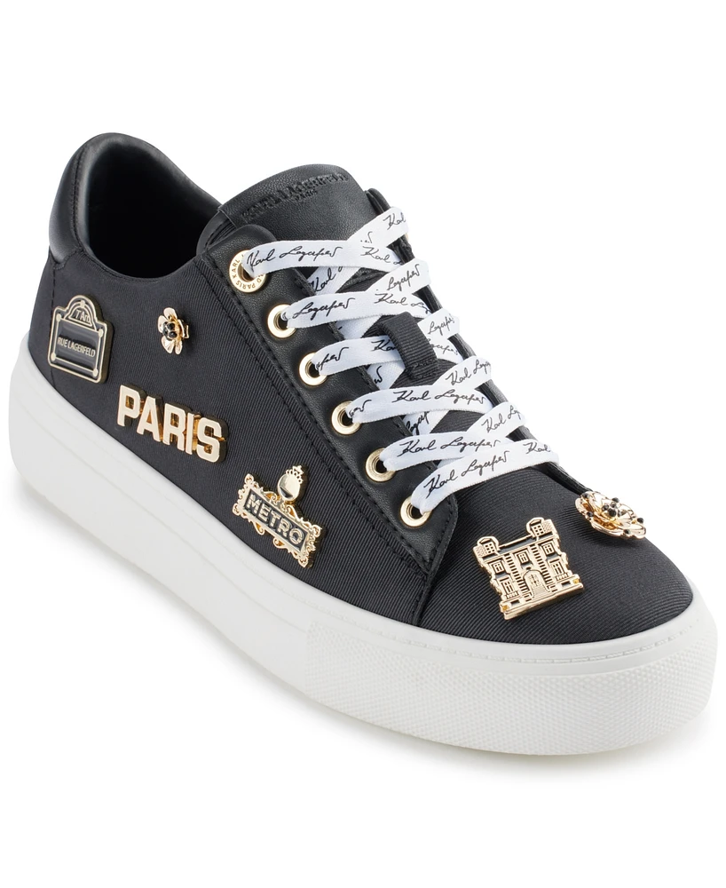 Karl Lagerfeld Paris Women's Cate Rue Pins Lace-Up Sneakers