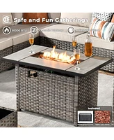 Xizzi 13 Pieces Patio Furniture Set,Outdoor Sectional Sofa Couch Set,Modern Conversation Set with Rectangular Fire Pit Table,Wide Armrests and D