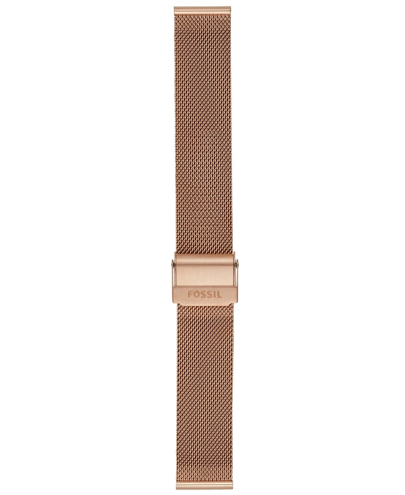 Fossil Women's Rose Gold-Tone Stainless Steel Mesh Band, 18mm