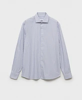 Mango Men's Regular-Fit Striped Cotton Shirt