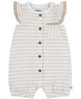 Huggies Baby Girls Cotton Striped Ruffled-Sleeve Romper