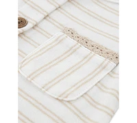 Huggies Baby Girls Cotton Striped Ruffled-Sleeve Romper