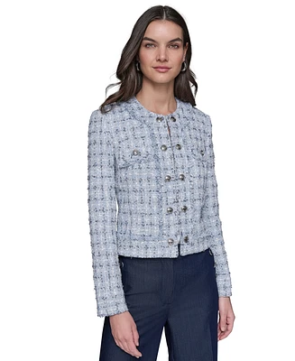 Karl Lagerfeld Paris Women's Tweed Collarless Jacket