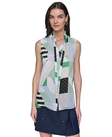 Karl Lagerfeld Paris Women's Textured Geometric-Print Top