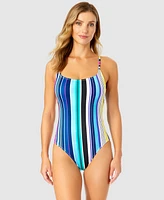 Anne Cole Women's Barcode Stripe Classic One-Piece Swimsuit