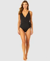 Anne Cole Women's Solid Wrap-Tie One-Piece Swimsuit