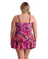 ShapeSolver by Mimi Flamingo Women's Shake A Palm Bow Front Swimdress