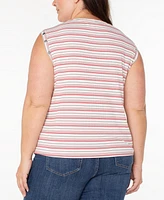 Liverpool Plus Crewneck Striped Sleeveless Top
