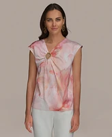 Donna Karan New York Women's Printed V-Neck Blouse