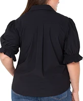 Liverpool Plus Puff Sleeve Snap Front Shirt