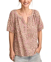 Lucky Brand Women's Floral Printed Peasant Blouse