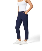 Cable & Gauge Women's Stripe Slim Fit Pull On Cropped Pant