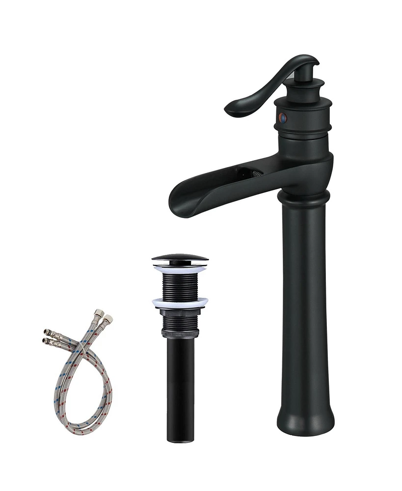 Waterfall Single Hole Single-Handle Vessel Bathroom Faucet