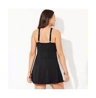Swimsuits for All Plus High Neck Wrap Swimdress