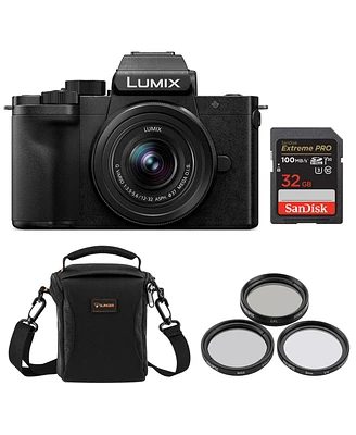Panasonic Lumix Dc-G100D Mirrorless Camera with G Vario 12-32mm f/3.5-5.6 Ois Lens, Bundle with 32GB Memory Card, 37mm Filter Kit and Shoulder Bag