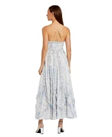 Mac Duggal Women's Floral Cotton Ruffle Strapless Gown