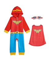 Justice League Toddler Girls Dc Comics Zip Up Costume Pajama Coverall and Cape