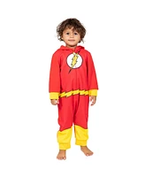 Justice League Toddler Boys Dc Comics Zip Up Pajama Coverall Cape and Mask 3 Piece Costume Set