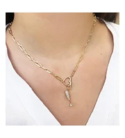 The Lovery Heart Charm Holder Paperclip Necklace 14K Gold