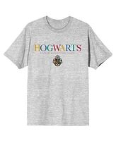 Harry Potter Men's Grey Hogwarts Short Sleeve Shirt-3X-Large