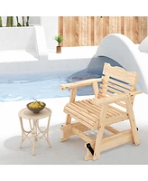 2 Pcs Patio Outdoor Wood Slat Rocking Chair Porch Rocker Curved Seat 330 Lbs