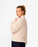 Cable & Gauge Women's Polo Collar Lush Cardigan