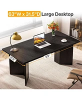 Tribesigns 63-Inch Executive Desk, Modern Office Computer Desk with Double Pedestal, Simple Workstations Writing Table Conference Table Business Furni