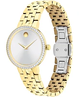 Movado Women's Museum Classic Lab Grown Diamond Swiss Quartz Light Yellow Pvd Watch, 29.5mm