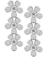 Diamond Flower Triple Drop Earrings (3/4 ct. t.w.) in 14k White Gold