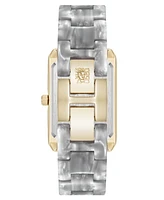 Anne Klein Women's Quartz Delicate Rectangular Light Gray Acetate Bracelet Watch, 26mm