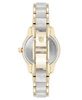 Anne Klein Women's Quartz Ivory Pearlescent Acetate and Gold-Tone Metal Alloy Link Bracelet Watch, 30mm