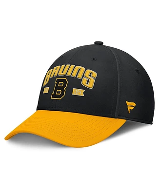 Fanatics Men's Black/Gold Boston Bruins Heritage Captain Flex Hat