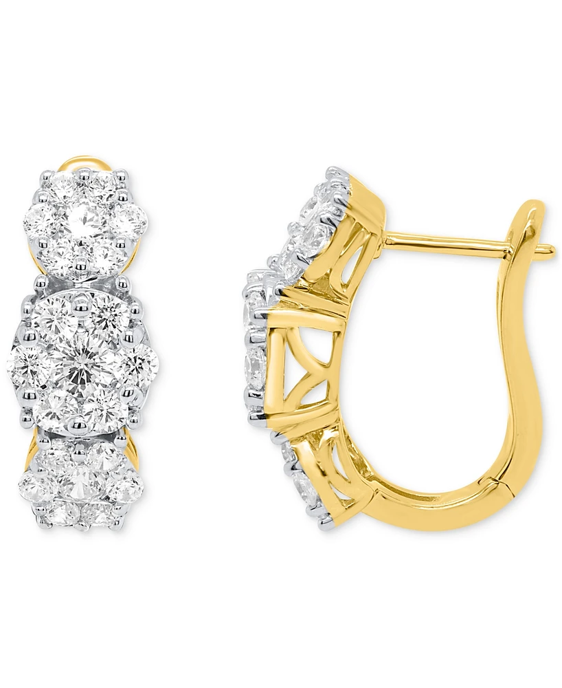 Forever Grown Diamonds Lab Grown Diamond Triple Cluster Statement Earrings (2 ct. t.w.) in Sterling Silver or 14k Gold-Plated Sterling Silver