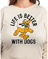 Hybrid Apparel Plus Disney Pluto Life is Better with Dogs Graphic Pullover T-Shirt