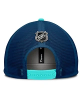 Fanatics Men's White/Deep Sea Blue Seattle Kraken Authentic Pro Hometown Rink Foam Trucker Snapback Hat