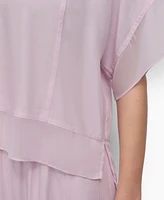 Dkny Women's Seamed Chiffon-Trim Dolman-Sleeve Top