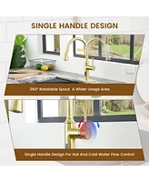 Casainc Smart Faucet Touchless Pull Down Sprayer Kitchen with Voice and Motion Control