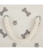 Bone Dry Collapsible Pet Storage Bin with Rope Handles Paw/Bone Print