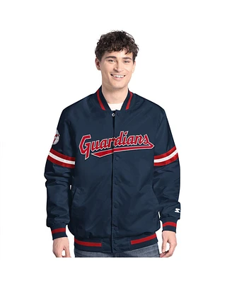 Starter Men's Navy Cleveland Guardians Scout Full-Snap Varsity Jacket