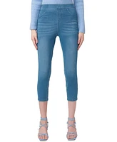 Hue Women's Mid-Rise Pull-On Denim Capri Leggings
