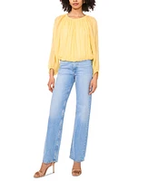 Parker Women's Mylah Shirred Long-Sleeve Crewneck Top