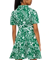 Msk Petite Floral-Print Cotton Shirtdress