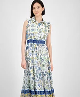 Anne Klein Women's Sleeveless Chiffon Maxi Shirtdress