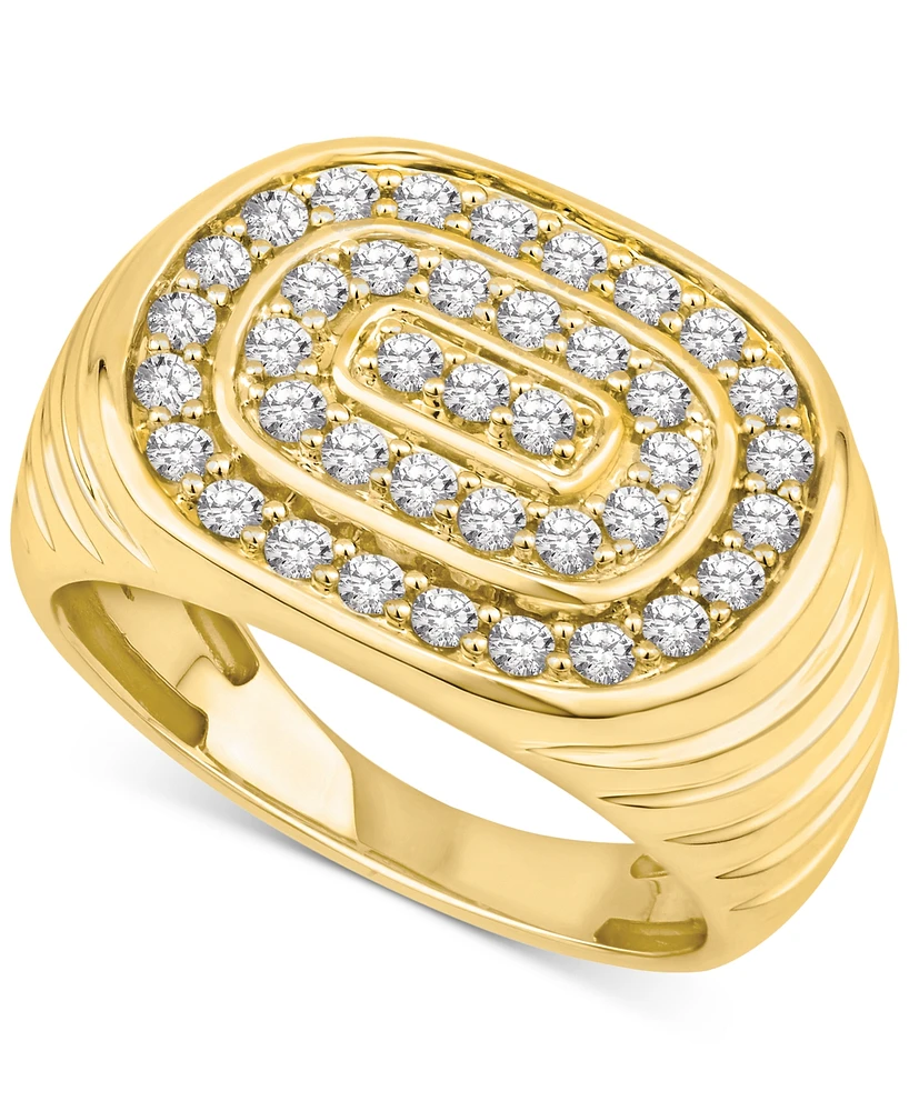 Men's Diamond Circular Cluster Oval Ring (1 ct. t.w.) in 10k Gold