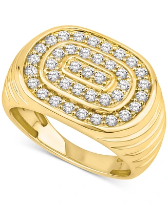 Men's Diamond Circular Cluster Oval Ring (1 ct. t.w.) in 10k Gold