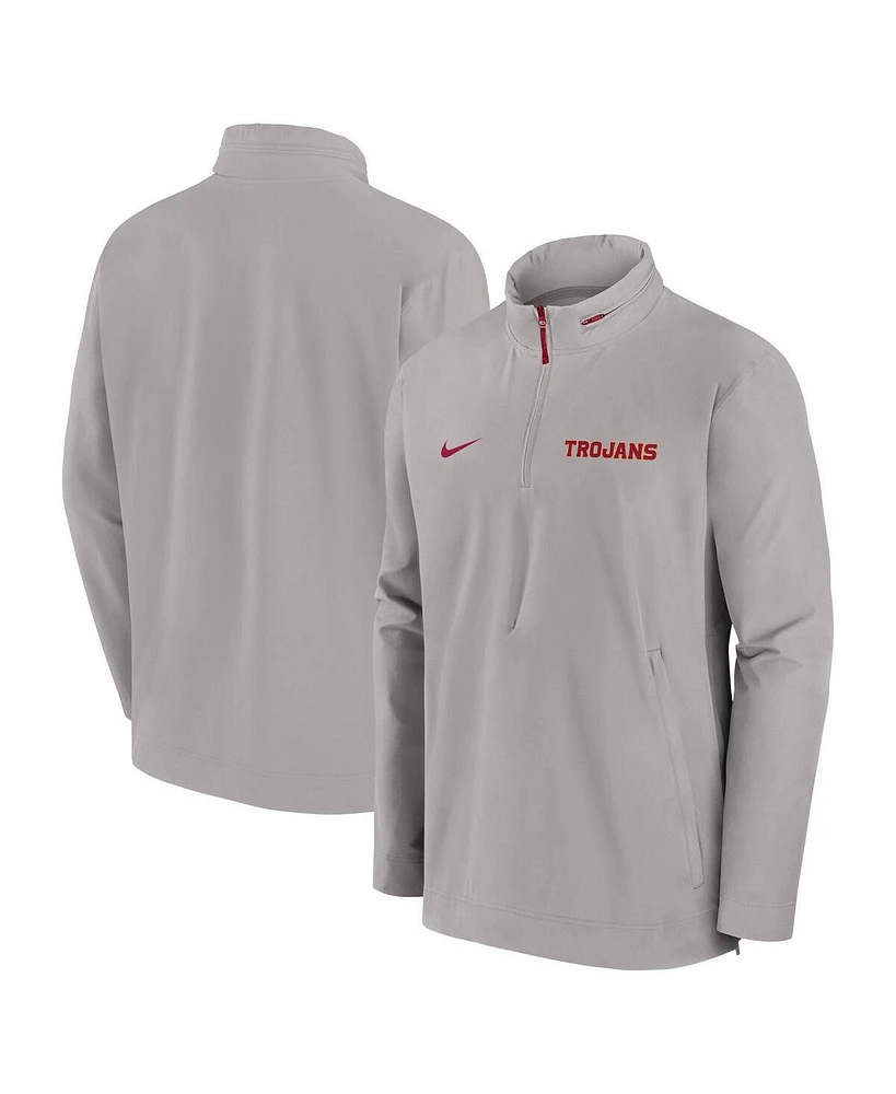 Nike Men's Pewter Usc Trojans Sideline Coaches Quarter-Zip Jacket