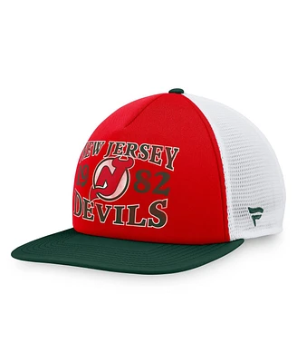 Fanatics Men's Red New Jersey Devils Heritage Foam Front Adjustable Trucker Hat