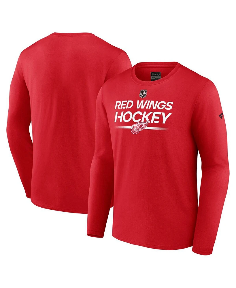Fanatics Men's Red Detroit Wings Authentic Pro Primary Long Sleeve T-Shirt
