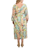 Siena Plus Floral-Print Pleated Maxi Dress